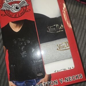 Nwt Von Dutch Mens V Neck Tees 4pk Medium New